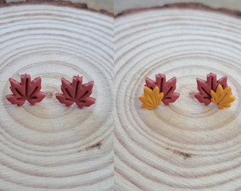 Maple Leaves Earrings, Fall Stud Earrings, Polymer Clay Stud Earrings