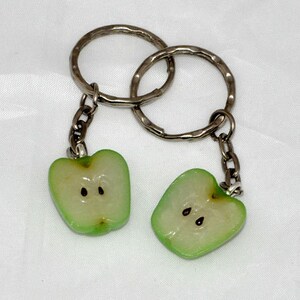 BFF Halved Apple Friendship Keychains - Set of 2 Best Friends Forever Keychains, Best Friends Accessory, BFF Keychains