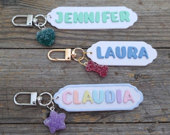 Personalized Name Tag Keychain with Candy Charm