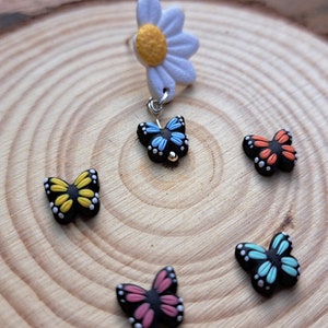 Earrings Daisy with Dangle Butterfly, handmade unique jewellery, polymer clay jewelry for summer image 6