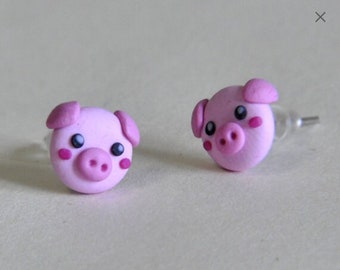 Cute Pigs Stud Earrings , Kawaii Pink Piglets Jewel