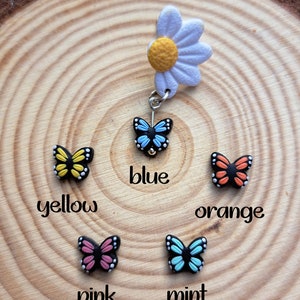 Earrings Daisy with Dangle Butterfly, handmade unique jewellery, polymer clay jewelry for summer image 5