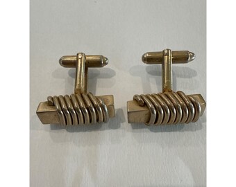 Shields Vintage Gold metal Coil Spring Men's Cufflinks
