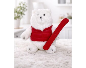 Gigglescape White Polar Bear w Red Vest & Skis 7" Plush Toy NEW with tags