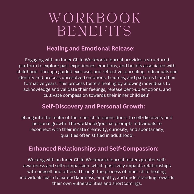 Inner Child Healing Journal and Workbook- Self Development Workbook ...