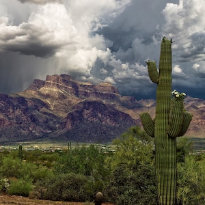 Superstition Mountains Canvas Art: Summer Storm Landscape Photography