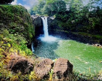 Rainbow Falls near Hilo Hawaii - Canvas Art Print - Ready to hang