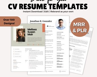 CV Resume Templates with Private Label Rights PLR and Master Resell Rights MRR | Over 100 Resume designs