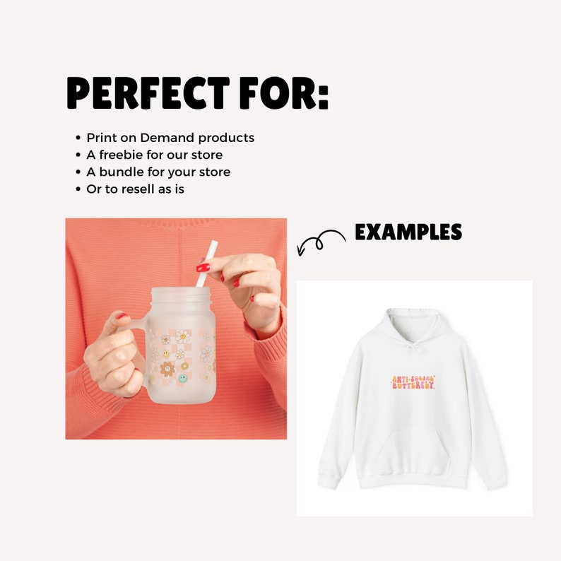 May include: A white hoodie with the text "ANTI-SOCIAL BUTTERFLY" printed in orange, yellow, and pink letters.