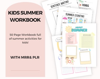 1st Grade Summer Workbook: 50-Page Kids Activities (MRR & PLR) (Digital Download)