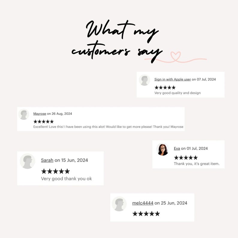 Puede incluir: Una captura de pantalla de un sitio web que muestra rese&ntilde;as de clientes. Todas las rese&ntilde;as son positivas e incluyen calificaciones de cinco estrellas. Las rese&ntilde;as son de diferentes clientes e incluyen sus nombres y fechas. El texto en la imagen dice "Lo que mis clientes dicen."