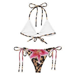 All-Over Print Recycled String Bikini: Cherries on Pink and White