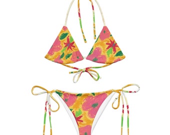 90s Floral Bikini Print , Printed Bikini 90s 80s, Floral Triangle Bikini, Hot Girl Summer, Y2K Coquette