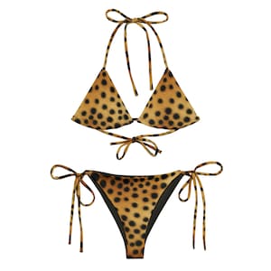 Cheetah Print Triangle Bikini: Adjustable Straps, UPF 50+