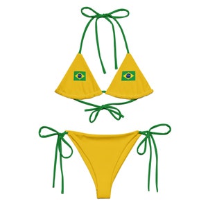 Brasilien Bikini Y2K BrasilJersey Bikini , WM Fussball Bikini, 80er 90er 2000er Jahre Ästhetik, Y2K Kleidung Y2K Shirt Bademode Fussball Trikot