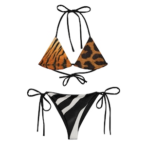 Animal Print Triangle Bikini , Printed Bikini 90s 80s , Cute bikini