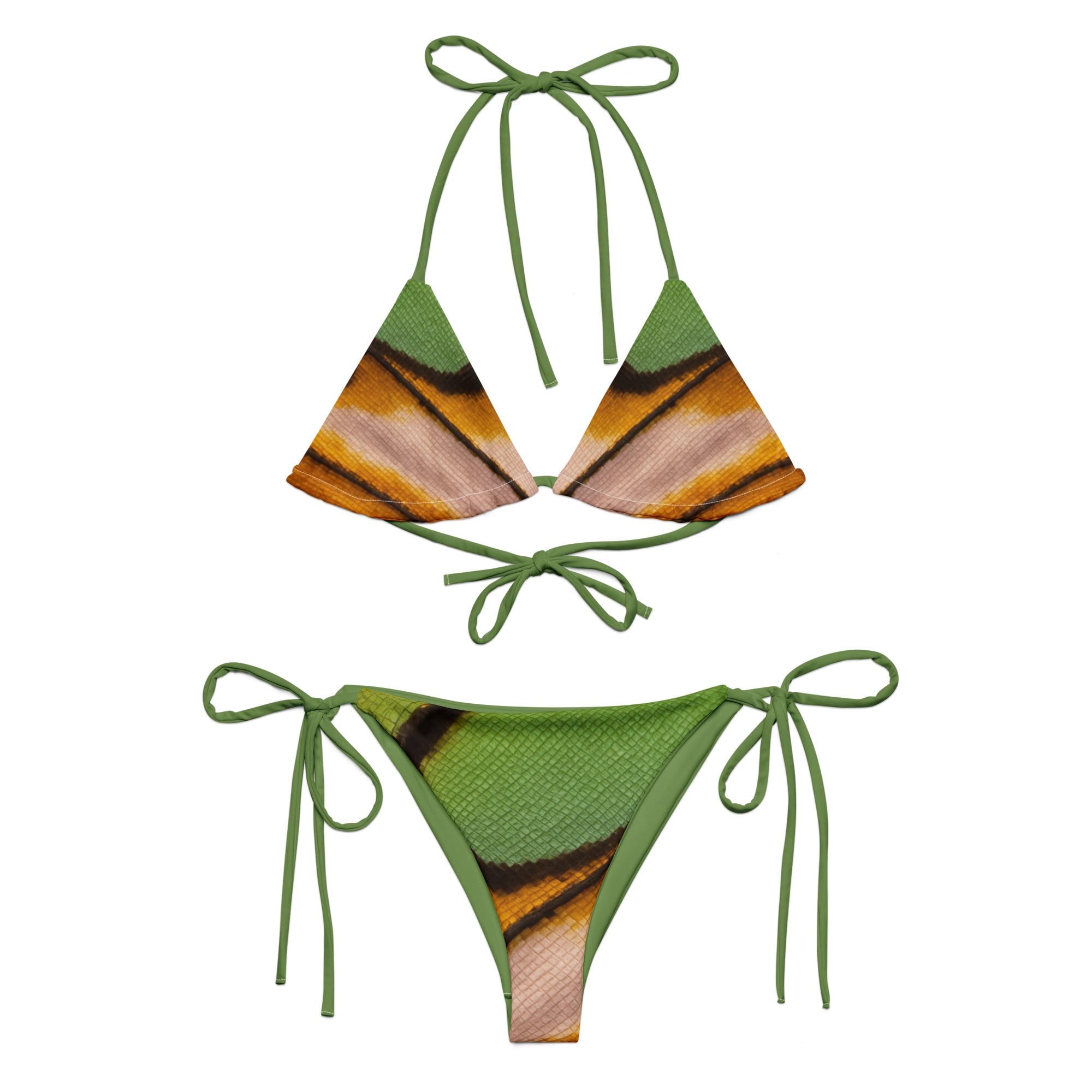 Green Butterfly Bikini Print Triangle Bikini