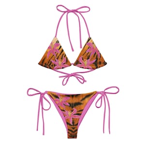 Floral Animal Print Triangle Bikini: UPF 50+ Swimsuit