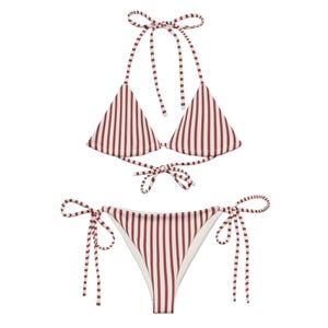 Bikini a righe rosse: costume da bagno Y2K Coquette, UPF 50+