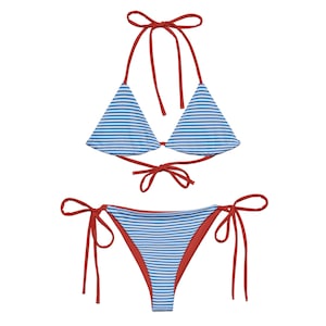 Le Marin Sailor Triangle Bikini ,  Blue and Red Bikini Striped