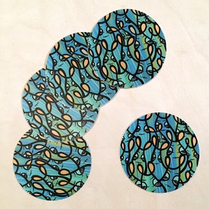 Sticker - Bunny Mob, Round Vinyl Decal, Bunnies, Cluster, Fluffle