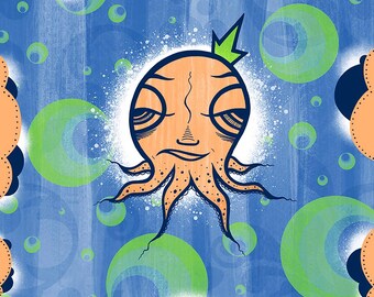 Print - Orange Octopi - 6x6 - limited edition of 20, Octopus Limited Edition Art