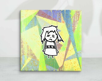 Canvas Print - Some Bitch Stole My Lunch Money - 6" x 6" - geometric edition, yellow