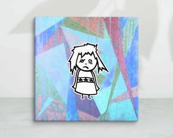 Canvas Print - Some Bitch Stole My Lunch Money - 6" x 6" - geometric edition, blue