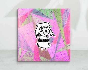 Canvas Print - Some Bitch Stole My Lunch Money - 6" x 6" - geometric edition, pink