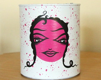 Original - Pink Lady, Hand Painted Paint Can