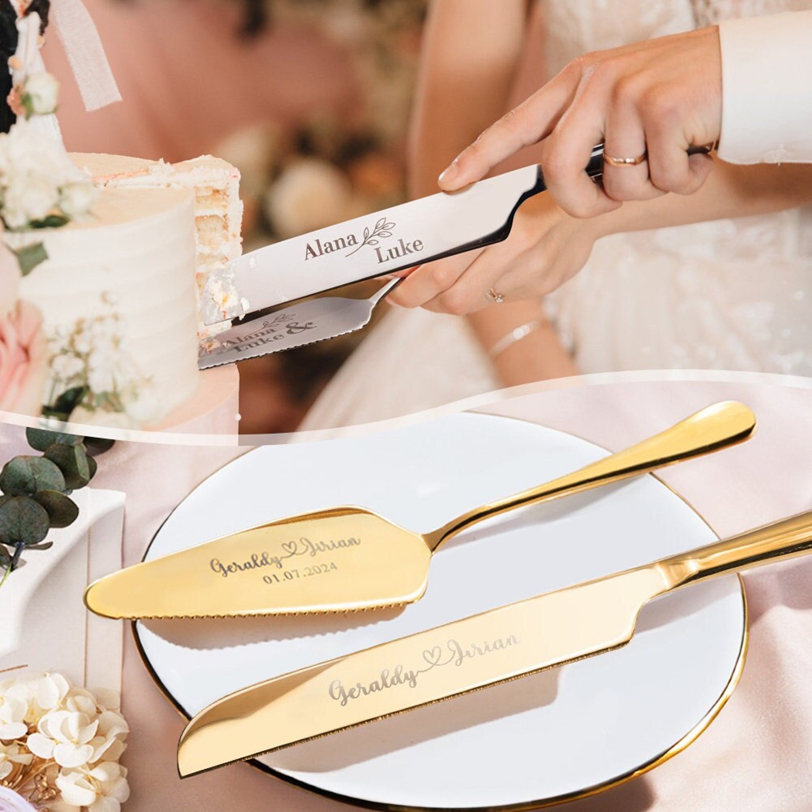 Cake Cutting Set, Engraved Wedding or Anniversary Cake Cutting Gift for Cake Cutting Set, Engraved Wedding or Anniversary Cake Cutting Gift for