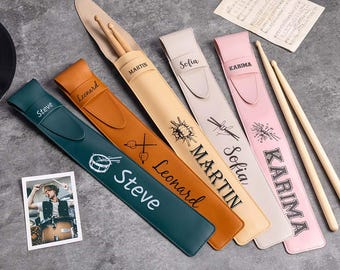 Leather Drumstick Bag with Personalization, Custom Drum Stick Bag, Drummer Gifts,Drumstick Holder Pouch, Gift for Drummer