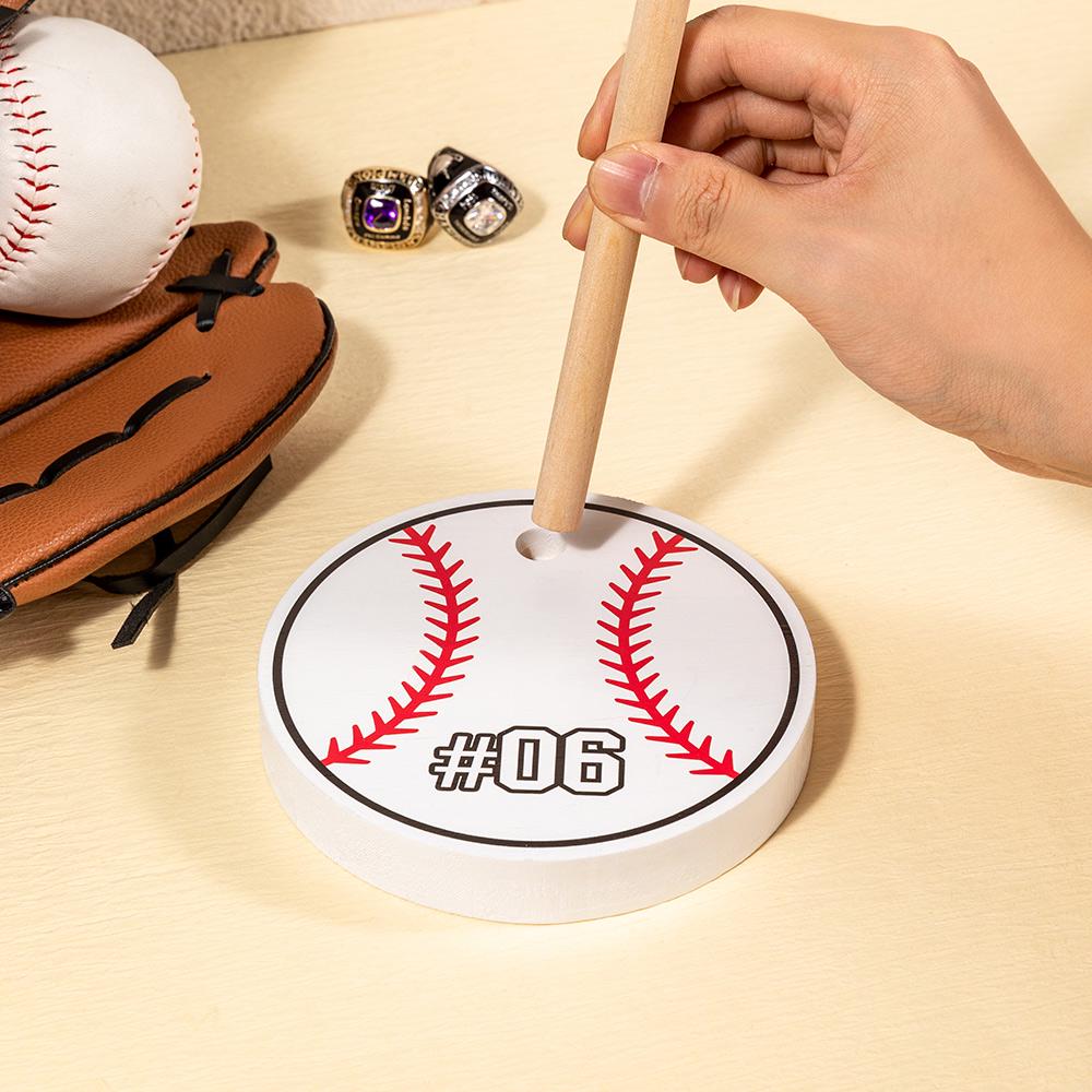 Championship Homeplate Personalized Baseball Softball Stacked Wood Ring Holder with Text Christmas Birthday Gift for Baseball Softball Lover