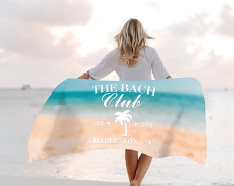 Customized Last Toast On The Coast Bachelorette Party Towel，Bridesmaids Beach Towel