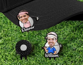 Marcador de golf personalizado con clip magnético para gorra con personaje de dibujos animados, accesorio de golf, regalo de Navidad/Día del Padre para amantes del golf/padres