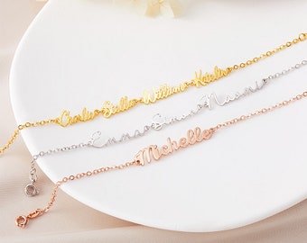 Personalized Multiple Name Bracelet Sterling Silver 925 Family Members Bracelet Anniversary Christmas Gift for Mother Wife Family