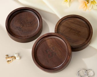 Personalized Engraved Walnut Wood Jewelry Tray, with Name and Patten, Ring Storage Tray, Walnut Tray, Gift for Her, Birthday Graduation Gift