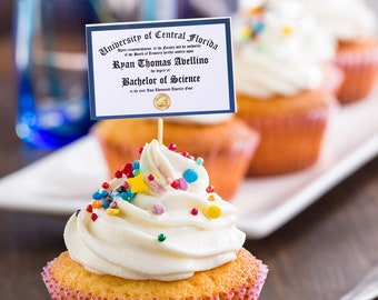 Personalized Graduation Cupcake （Set of 12） Toppers,Custom Diplomas,Graduation Party Decoration ,Class of 2024