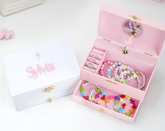 Joyero musical de bailarina personalizado con nombre, espejo de maquillaje, regalo de cumpleaños diario para niñas amantes del ballet.
