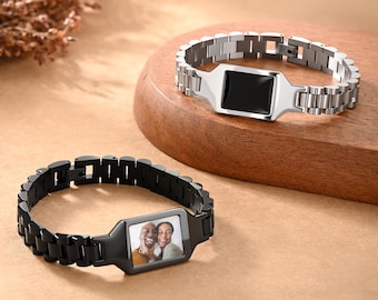 Personalisiertes, wärmeaktiviertes Fotoarmband mit Farbwechselfunktion – Geschenkidee mit Gravur – Bedeutungsvolles Geschenk für Papa, Bruder, Vatertag oder Geburtstag