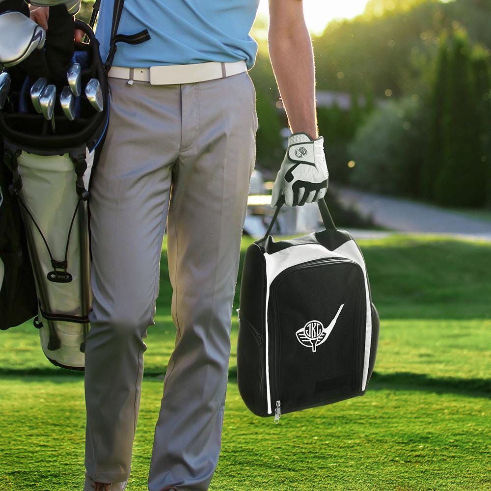Personalized Golf Shoe Bag Groomsman Gift for Golfers&Golf Lovers Monogrammed Canvas Shoe  Bag Sport Shoe Bag Cleat Player Shoe Bag Golfer