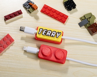 Gepersonaliseerde 3D-afdruk USB-kabel met naam voor iPhone Micro-USB Type C Gepersonaliseerde kabelopberger in steenstijl: mobiele telefoon