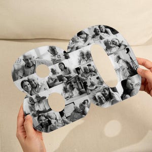 Panneau de collage photo acrylique personnalisé de forme numérique avec support souvenir commémoratif d'anniversaire/Noël/cadeau d'anniversaire pour la famille