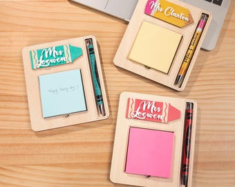 Personalized Sticky Note , Teacher Appreciation Back To School Gifts, Custom Post It Notes Holder, Best Teacher Gifts, End of the Year Gift