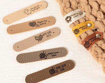 Leren labels voor breiwerk, gepersonaliseerde leren labels voor gebreide mutsen Labels voor kledinglabel voor doe-het-zelfleermaker