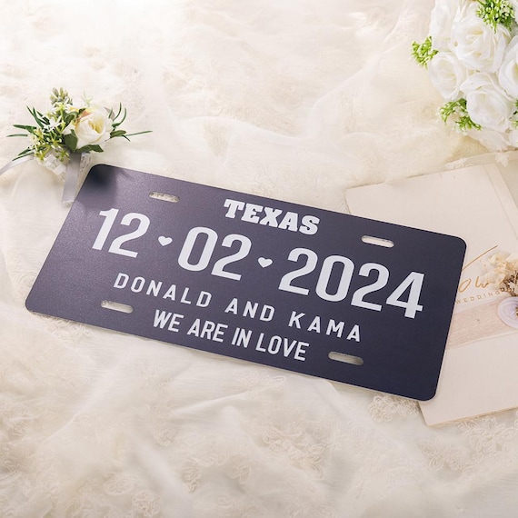 Personalized Just Married Car License Plate With Name Custom