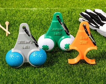 Personalized Multicolor 3D Printed Funny Golf Ball and Tees Holder with Clip and Text, Golf Accessory, Sports Gift for Golf Lover/Men/Him