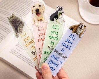 Custom Dog Cat Pet Acrylic Bookmark Animal Lover Gift for Pet Lovers Personalized Bookmark for Women Custom Pet Gift for Pet Photo Book