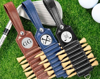 Personalized Golf Tee Holder, Engraved Golf Bag Tag, Golf gift for Dad-Golfer Lover Gift, Custom Golf Gifts for Him, Golf Accessories