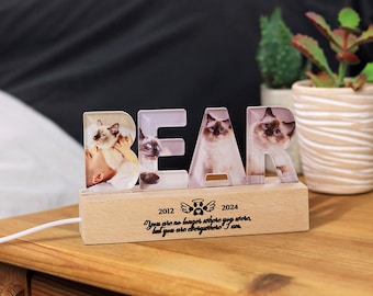 Personalized Pet Photo Night Light, Dog Picture Lamp, Bereavement/Remembrance Gift for Loss of Dog, Cat Passing Away Sympathy Pet Memorial